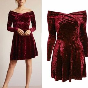 CHELSEA 28 Maroon Velvet Cocktail Dress